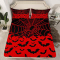 Halloween Bat Bed Sheets Queen Size Bed Set - Kids Boys Girls Spooky Web Design, No Flat Sheet - Halloween 05