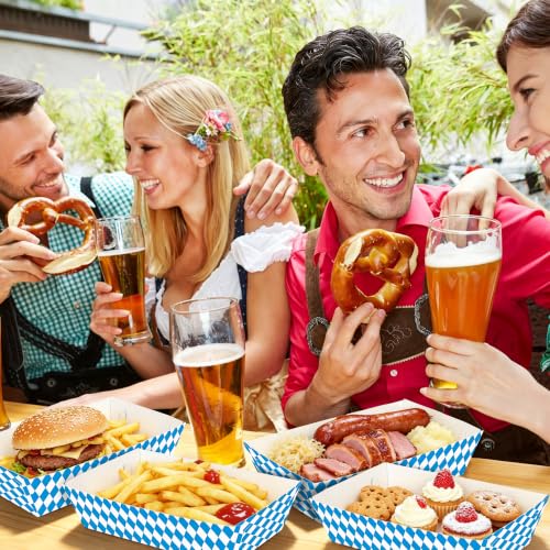 Oktoberfest Paper Food Trays Pack of 100 - Foldable Bavarian Party Supplies
