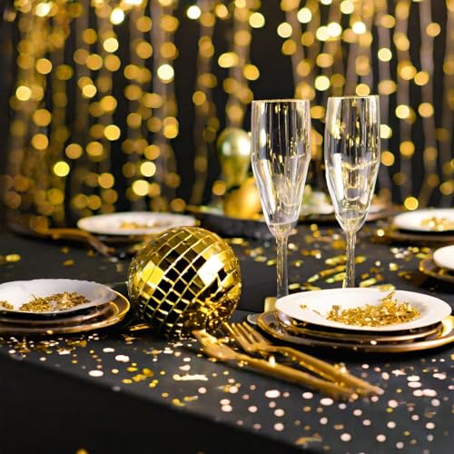 Black Disposable Plastic Tablecloth for Rectangular Tables - 3 Pack, 54 x 108 Inches - Party, Halloween & Graduation Decor