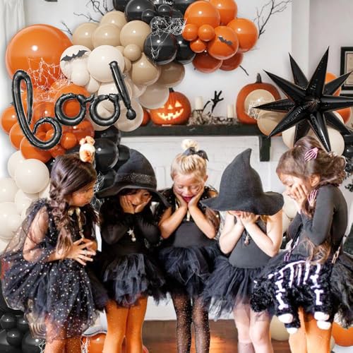 Halloween Little BOO Balloon Garland Arch Kit - Burnt Orange & Black 151 Pcs