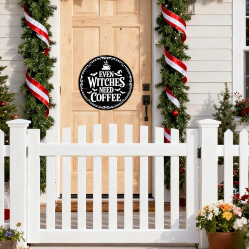 Off-White Gothic Witchy Wooden Hanging Door Sign Halloween Decor