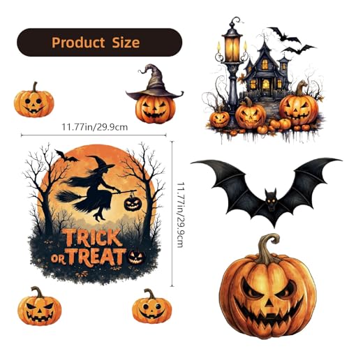Halloween Window Clings Set - 16 Vinyl Stickers for Fall Party Home Decor