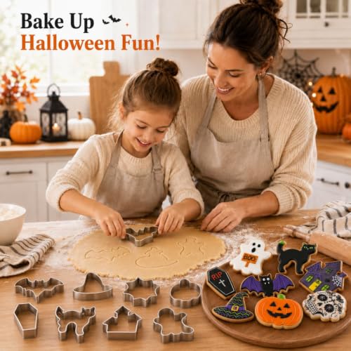 Halloween Cookie Cutter Set 9 Pcs Stainless Steel Shapes for Baking Party