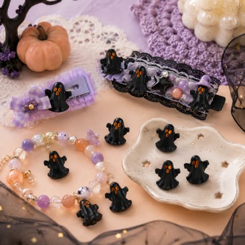Halloween Mini Resin Ghost Figurines Set of 40 - Spooky Black Decorations
