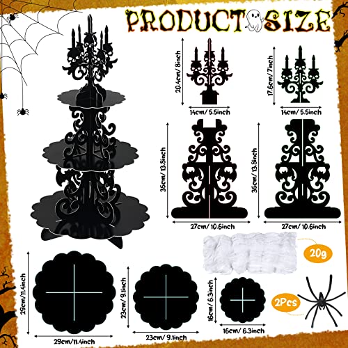 Halloween 3-Tier Cupcake Stand Gothic Skull Candelabra with Web Display