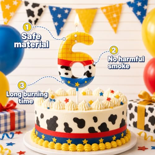 Yellow Number Birthday Candles for Cake Topper - Blue & Yellow 6
