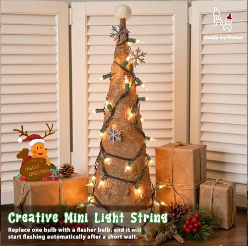 Warm White Christmas String Lights 2-Pack, 50 LEDs, 13ft Connectable Indoor Outdoor
