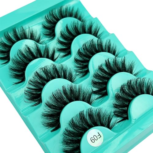 Glamour Style Mink False Eyelashes - Wispy Curly Strip Lashes 5 Pairs