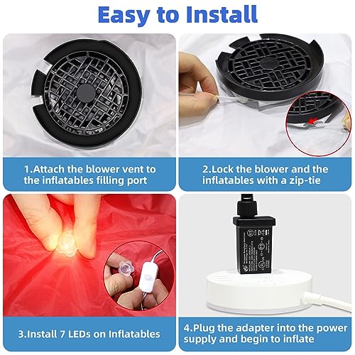 12V Inflatable Blower Fan with 7 LED Light Strings, 1.2A for Holiday Decorations