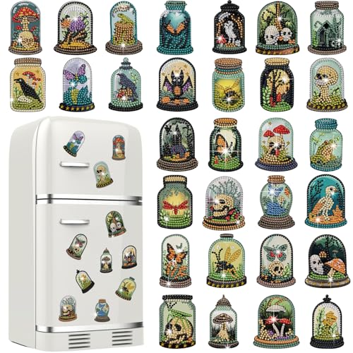 Gothic Halloween Diamond Painting Magnet Kit - 30 pcs Fridge Magnets with Tools
