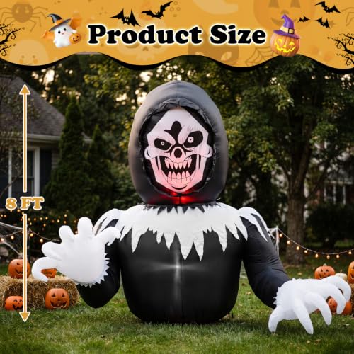 8FT Halloween Inflatable Ghost Yard Decoration with LED Lights