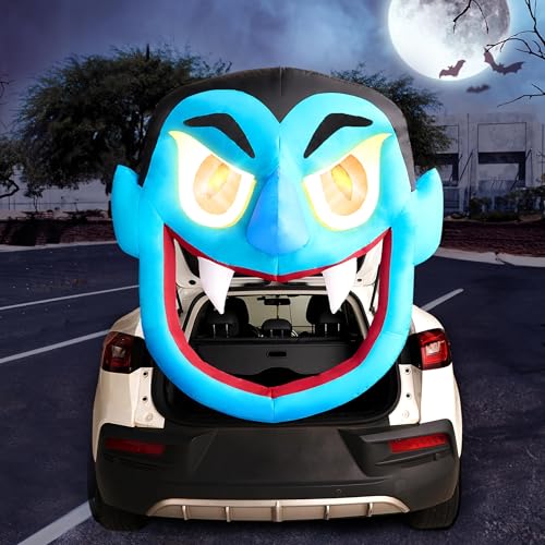 Halloween Inflatable Vampire Car Decoration with LEDs - 4.5 FT Tall Yard & Trunk or Treat Decor