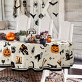 Oval Halloween Tablecloth 60x120 Inch - Horror Pumpkin Castle Skull Waterproof Polyester