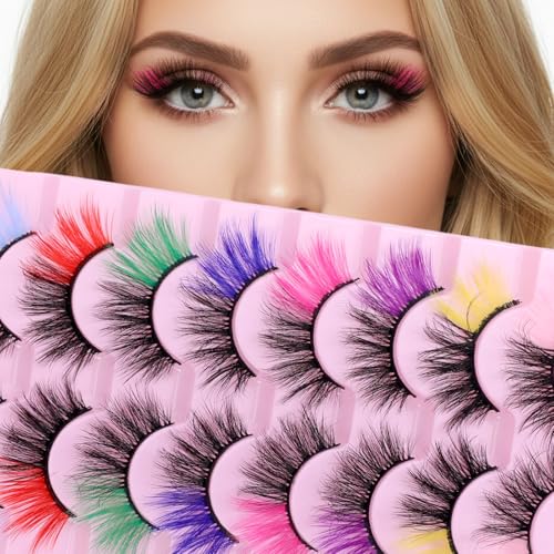 Colorful False Eyelashes Set 8 Pairs Curly Thick Reusable Drama Makeup