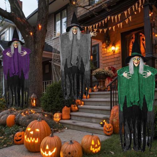 Halloween Hanging Witch Decorations - Set of 3, 59 Inches Outdoor Decor