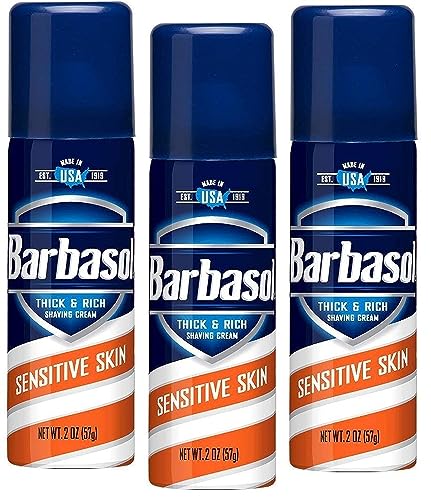 Barbasol Sensitive Skin Shaving Cream Travel Size 2 oz - Pack of 3