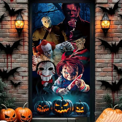 Halloween Door Cover Banner Decoration Horror Backdrop Party Decor 70x36 Inches