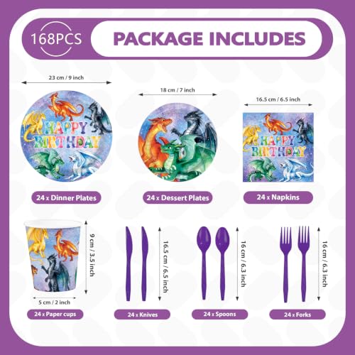 Dragon Theme Birthday Party Supplies Set - Serves 24 Kids