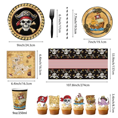 Pirate Party Decorations Set - Pirate Variation with Banner, Swirls, Plates, Napkins, Cake Topper