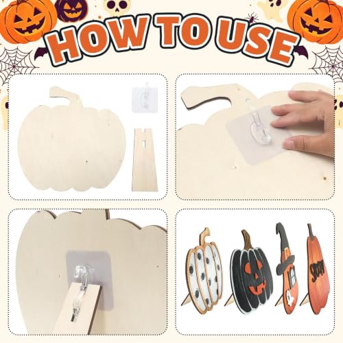 6-Pack Halloween Wooden Porch Signs Pumpkin Ghost Spider Spooky Decorations