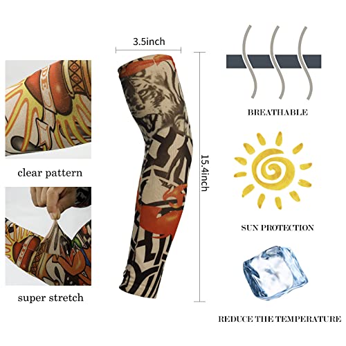 Multicolor Temporary Tattoo Sleeves for Men - Stretchable Sun Protection Arm Covering