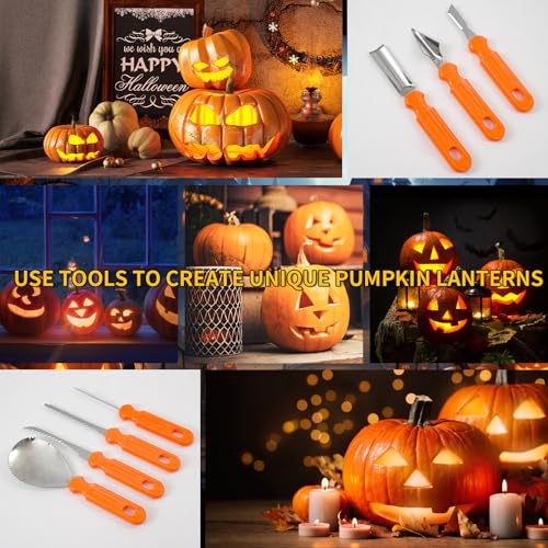 Pumpkin Carving Tools Set - 7 Stainless Steel Halloween Jack-O-Lantern Kit