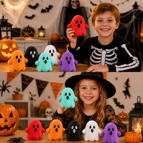 Halloween Plush Ghost Toys Set - 18 Soft Mini Decorations & Party Favors