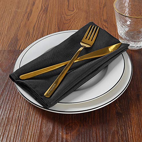 Black Cloth Napkins 20x20 Inch - 100 Pack, Washable Polyester Dinner Table Linens - Wedding & Party Decor