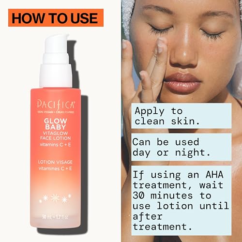 Pacifica Beauty Glow Baby VitaGlow Face Lotion and Brightening Face Wash Set, Skincare, Vitamin C and E, AHA, Exfoliator, Cleanser, Hydrating, Moisturizer, Vegan, 1.7 fl oz and 5 fl oz (Set of 2)