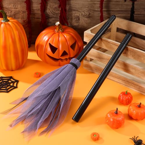 Kids Halloween Witch Broom Prop - 35.4 Inch Lightweight Plastic Cosplay Accessory