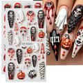Halloween Nail Art Stickers 5D Embossed Horror Design - Colorful, 2 Sheets