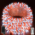 Ollny Red and White Christmas String Lights - 400 LEDs, 131ft with Remote & Timer