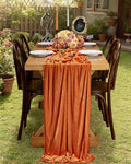 Orange Velvet Table Runner 20x120 Inches - 4 Pack, Rustic Vintage Thanksgiving