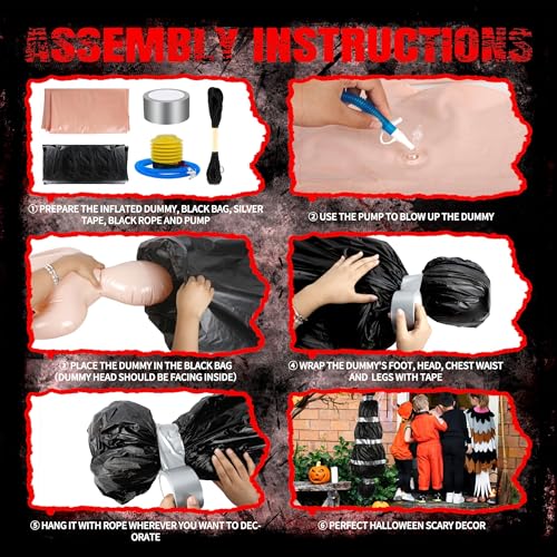 Halloween Hanging Props Set - 5ft Inflatable Creepy Body Dummies Outdoor Decor