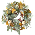 Fall Wreath Full Handcrafted Autumn Front Door Wreath with Pumpkins Maple Leaves Berries Green Leaf - Fall Decor