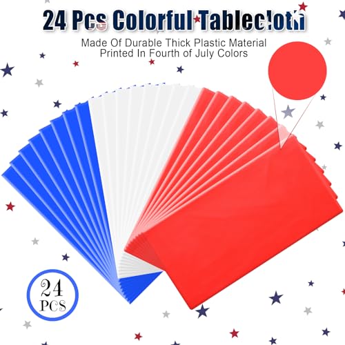 24 Pcs Fall Halloween Disposable Plastic Tablecloth - Red Blue White
