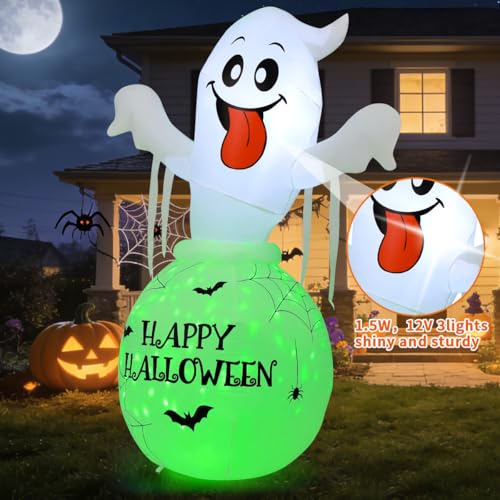 6 Ft Halloween Ghost in Bottle Inflatable Yard Decoration with LEDs