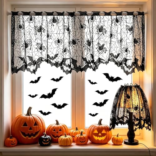 Heyigrow 19 Pcs Spider Web Halloween Decorations Set with Bat Variations