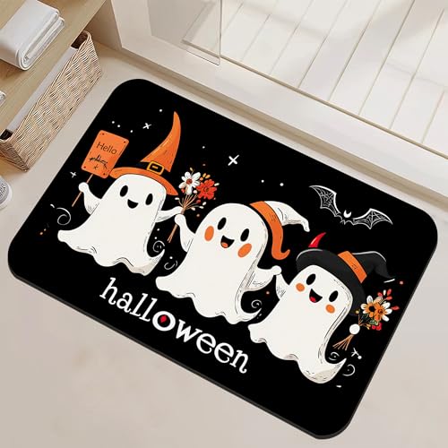 Halloween Ghost Bathroom Rug Non-Slip Washable 17x29.5 Inch Floor Mat