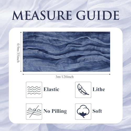 12 Pack Blue Cheesecloth Table Runners, 10FT Boho Sheer Linen for Events