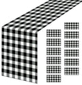 Black Gingham Table Runner - 12 Pcs Disposable 14 x 108 Inch Party Decor