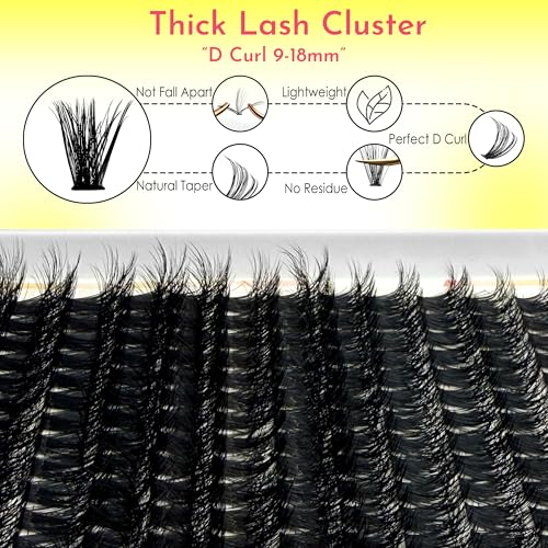MIKIWI Fluffy 60D Lash Clusters D Curl Mixed 9-18mm Wispy Volume Eyelashes