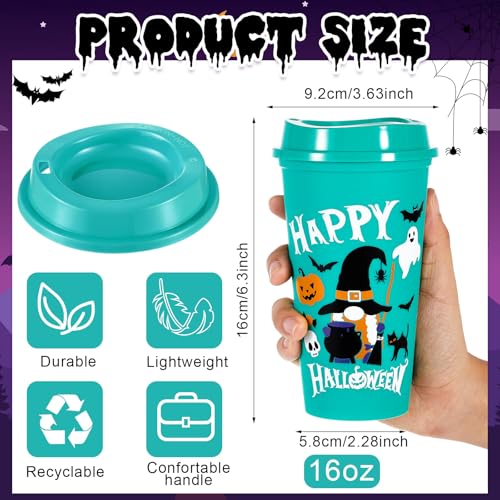 Halloween Plastic Cups with Lids & Straws - 16 oz Pumpkin Design, 30 Pack