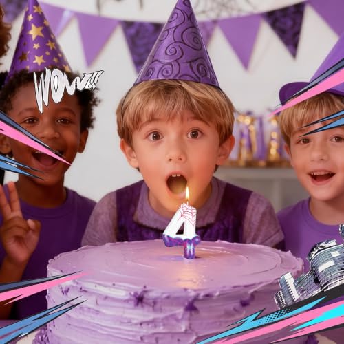 Purple Spider Number 4 Birthday Candle for Cakes & Pastries - Party Decor