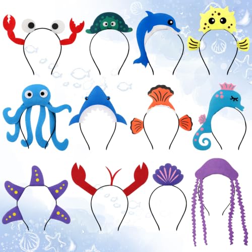 Sea Animal Headbands Set - 12 Colorful Ocean Creatures for Birthday & Party