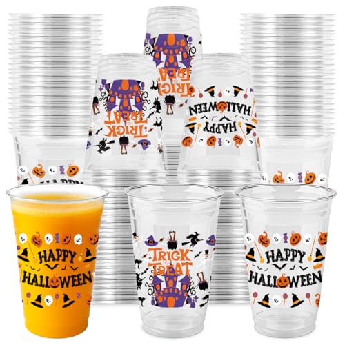 Halloween Plastic Cups Set - 60PCS 16oz Disposable Cups with Spooky Designs - Variation: Halloweencups