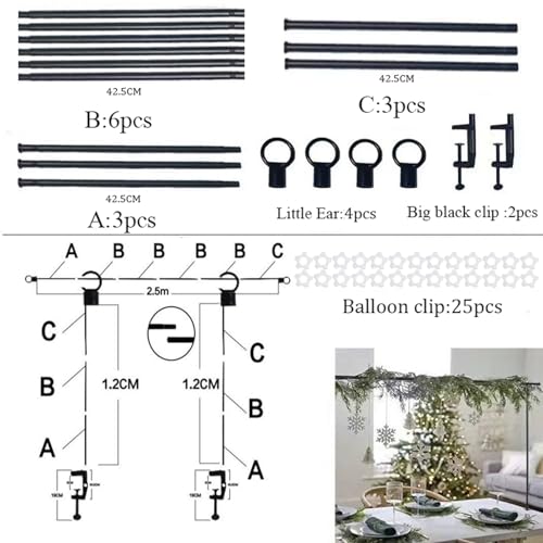 Adjustable Over Table Rod with Clamps for Decorations, Wedding & Party Setup