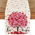 Heart Tree Valentine's Table Runner 13x72 Inch Beige-Red Home Decor