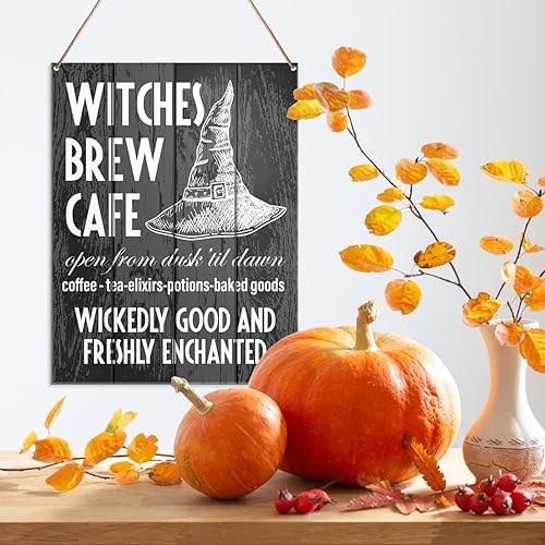 Halloween Witches Wall Art Decor Hanging Sign for Gothic Home & Cafe