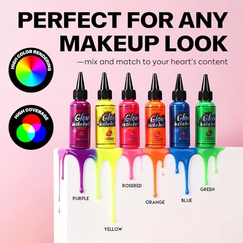 Neon Face & Body Paint - UV Blacklight Reactive, Washable, 50ml Rose Red